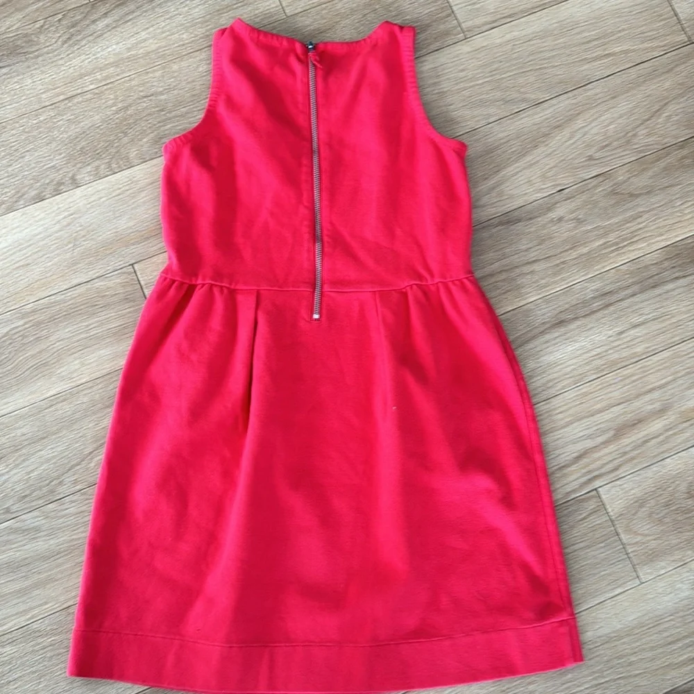 Crew cut, red sleeveless, cotton, embellished collar holiday dress. Sz 8